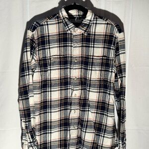 Sonoma Men's Casual Plaid Shirt - Navy, White, and Orange